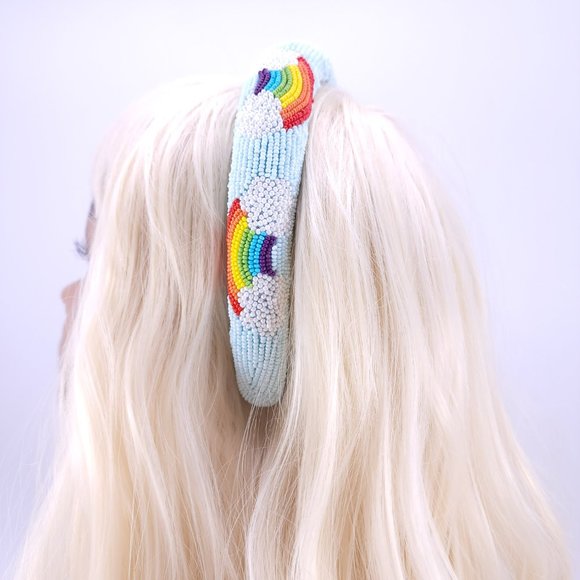 Rainbow headband, Rainbow, beaded headband, Padded headband, gift for her, - Picture 5 of 6